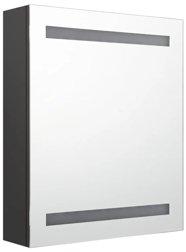 antracitszürke LED-es tükrös fürdőszobaszekrény 50 x 14 x 60 cm