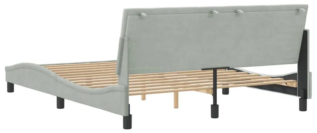 világosszürke bársony ágykeret matrac nélkül Hanko 160 x 200 cm