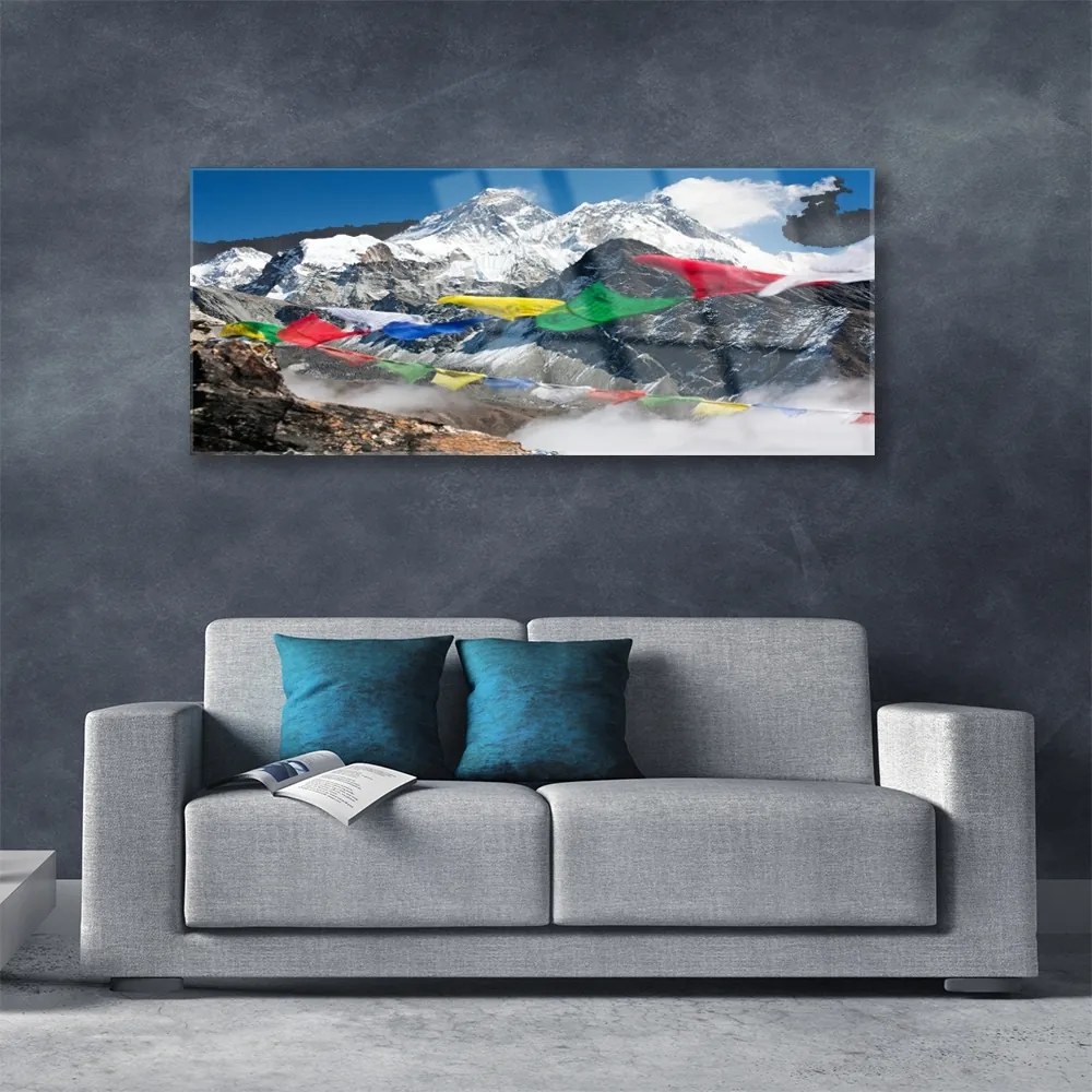 Üvegkép falra hegyi táj 120x60cm