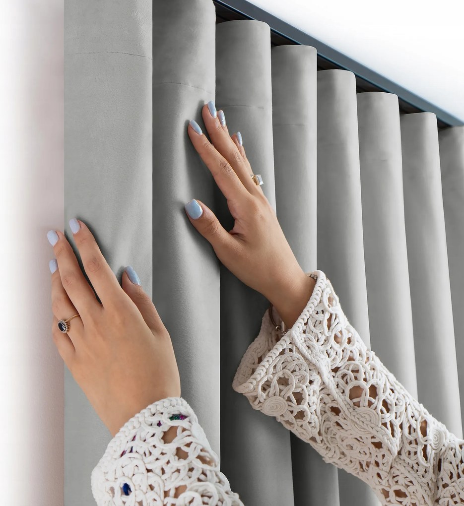 Filumi Velvet függöny wave szalag békáknak a konyhába Világos Szürke 320x300