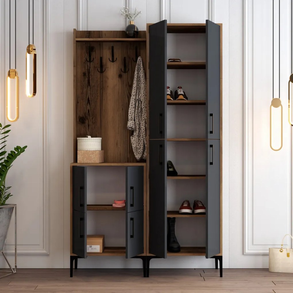 Berlin előszobafal, dió-antracit, 120 cm – TR845HCT4201