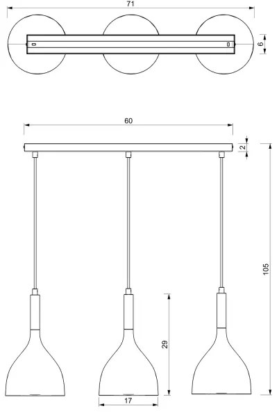 Csillár zsinóron NOAK 3xE27/15W/230V fehér/króm