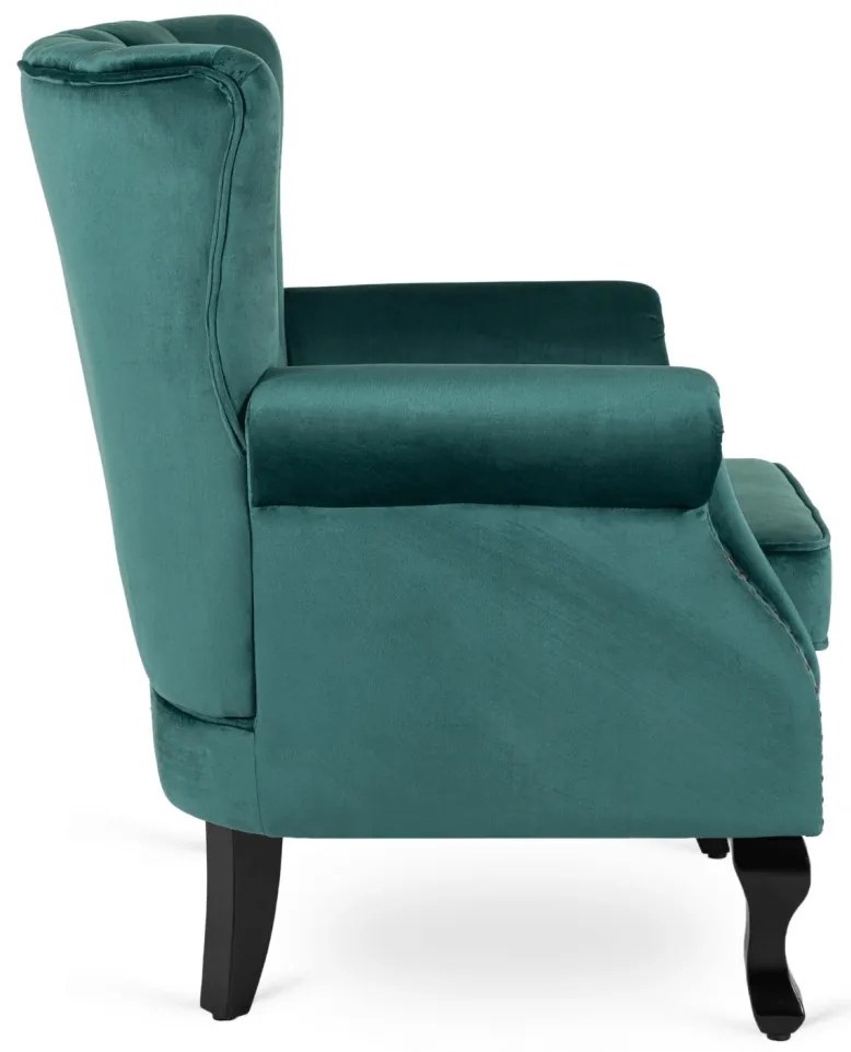 Chesterfield Fotel Zöld Bársony Kárpittal. MALLO