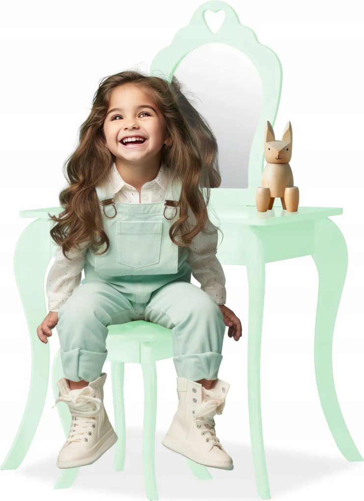 Kis fésülködőasztal tükörrel és ülőkével 65 x 39,5 x 108 cm