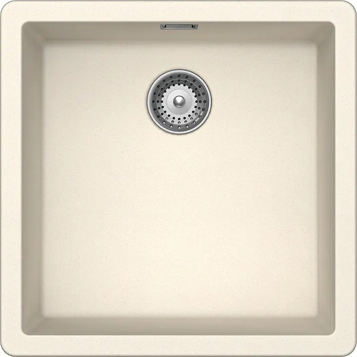 Schock Greenwich N-100 konyhai mosogatótálca Cristadur Magnolia 456 x 456 mm, gránit kompozit, hagyományos beépítés/munkalap alá építés, krémfehér