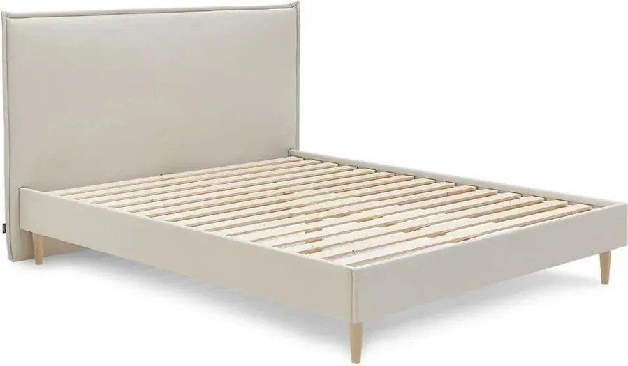 Bézs kárpitozott franciaágy ágyráccsal 160x200 cm Sary – Bobochic Paris