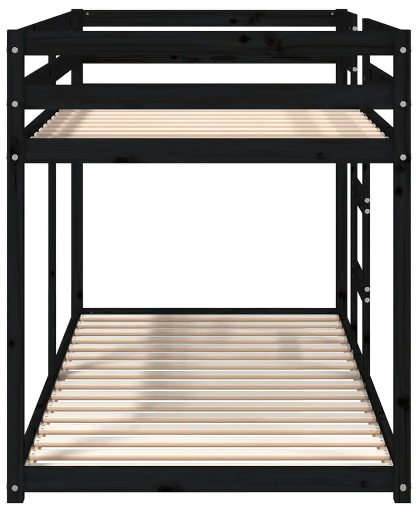 fekete tömör fenyőfa emeletes ágy 90 x 200 cm