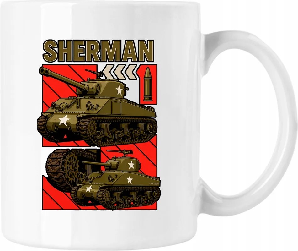 Bögre Tank Usa WW2 Sherman Fehér 330ml
