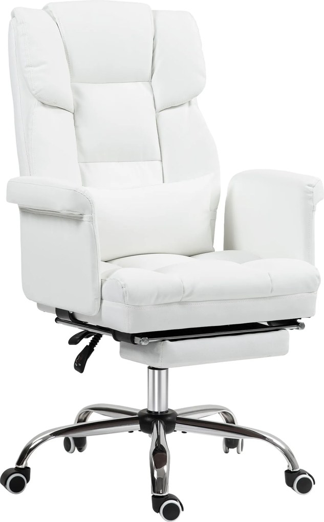 HOMCOM Ergonomikus Irodai Szék, Dönthető Háttámlával, Derékpárnával, Magasságban Állítható Számítógépes Szék, Lábpihentetővel, Forgó Funkcióval, Ottho