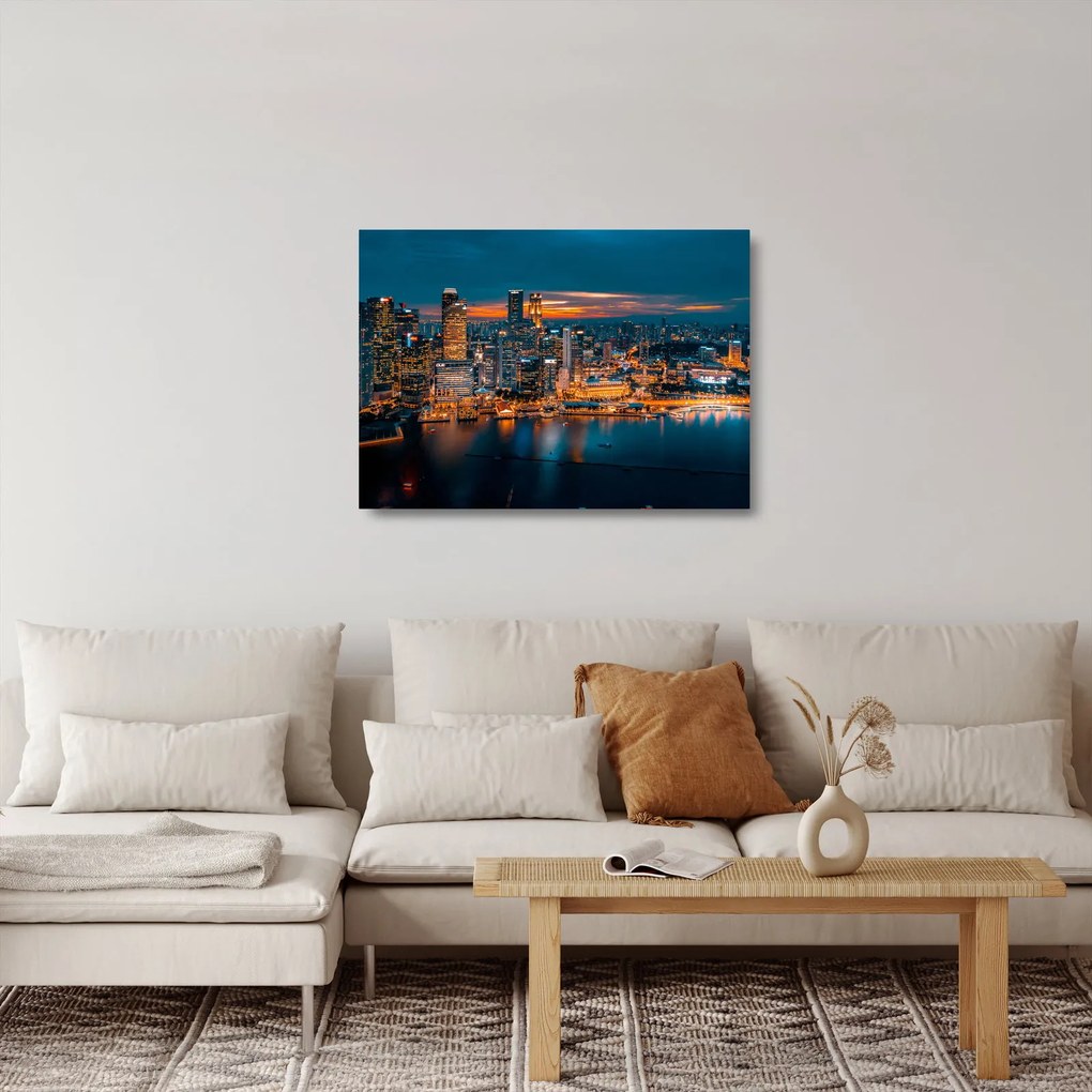 Éjszakai város képe (üvegen) (70x50 cm)