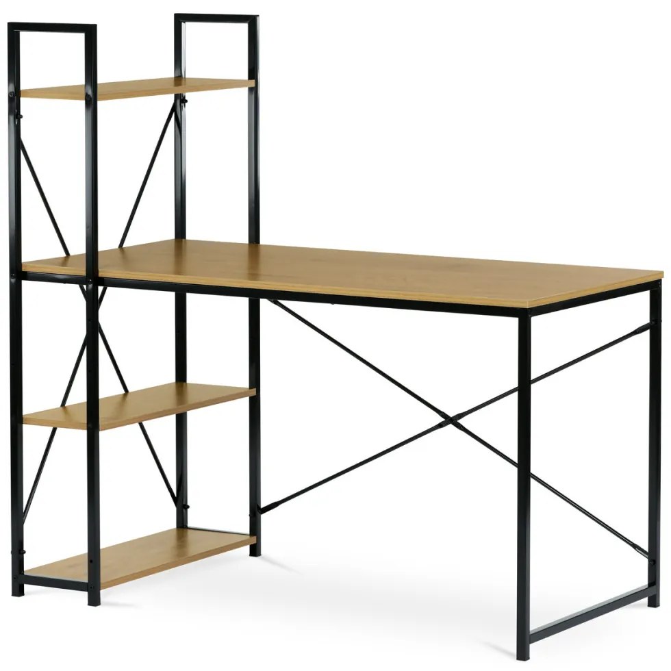 Birou cu rafturi, MDF, decor stejar, metal negru. GD-520 din Depozit