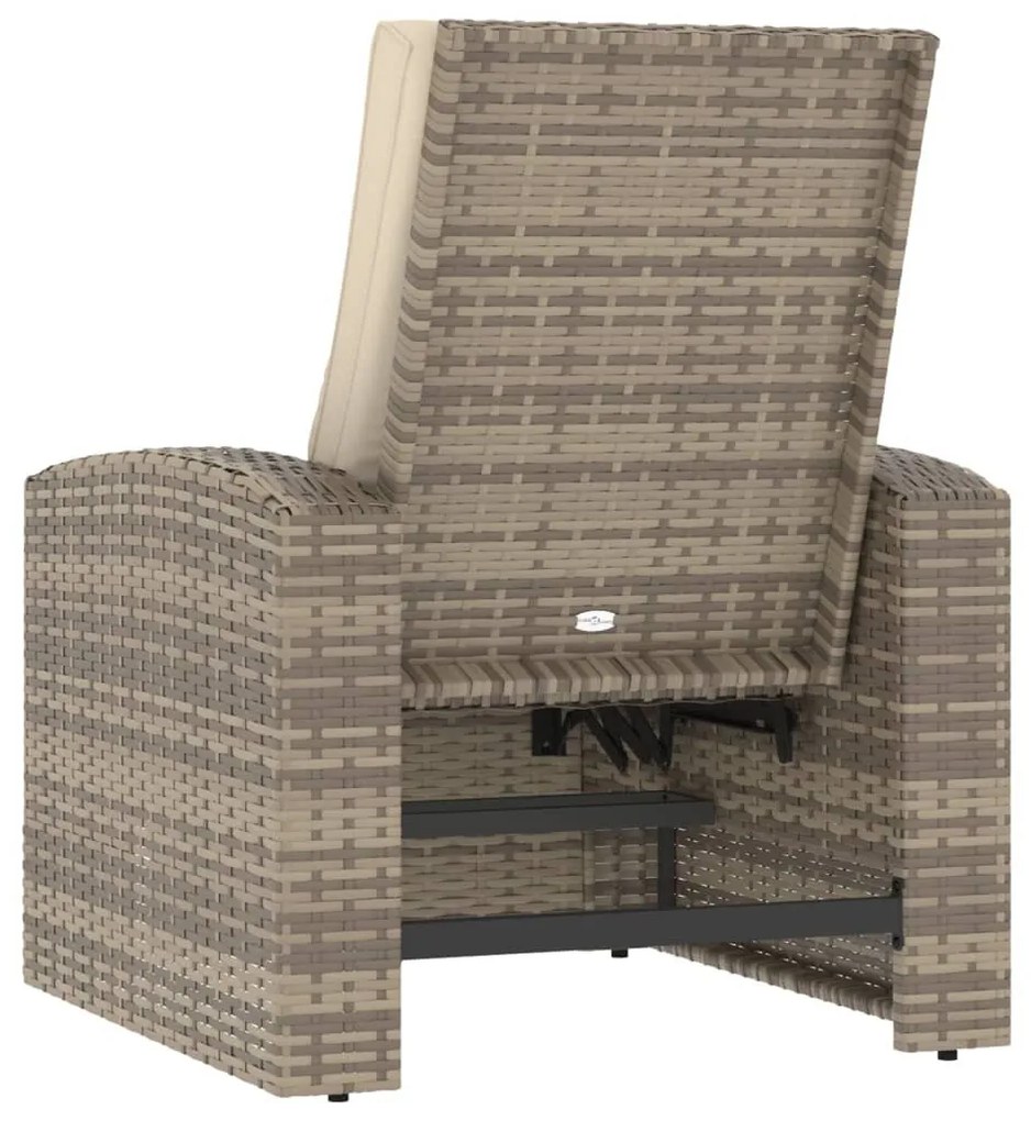 világosbarna polyrattan dönthető kerti szék párnákkal
