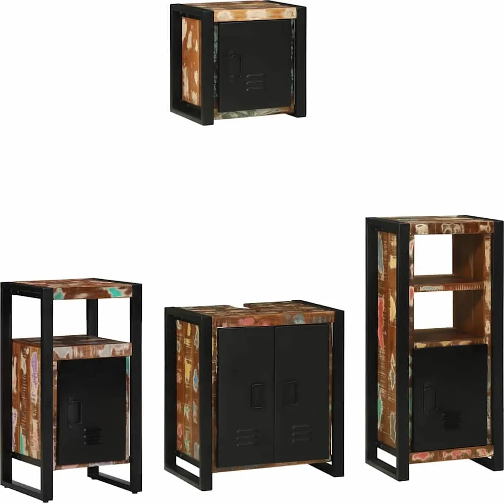 vidaXL Fürdőszoba bútor szett 4 pcs Szilárd Újrahasznosított Fa