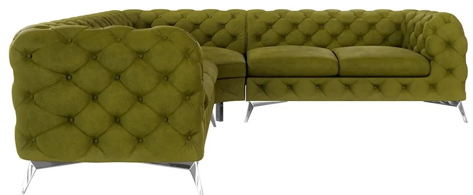 Zöld bársony sarokkanapé Chelsea – Ropez