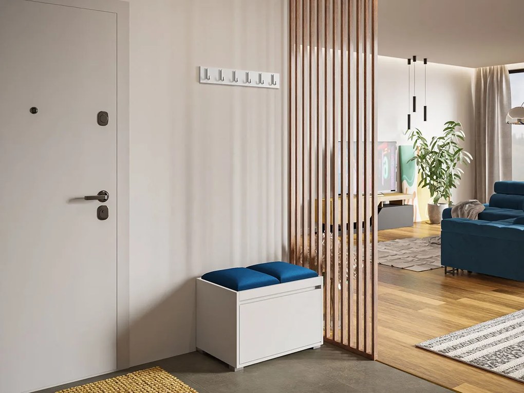 Előszoba bútor Kendora 60 +  2 db kárpitozott falpanel Pag 30x30(fehér) (Manila 26). 1059463