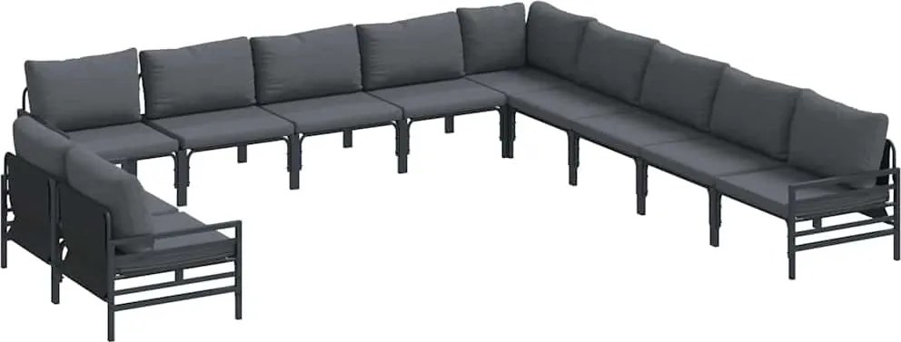 vidaXL Kerti Kanapé Szett párnával Antracit Acél