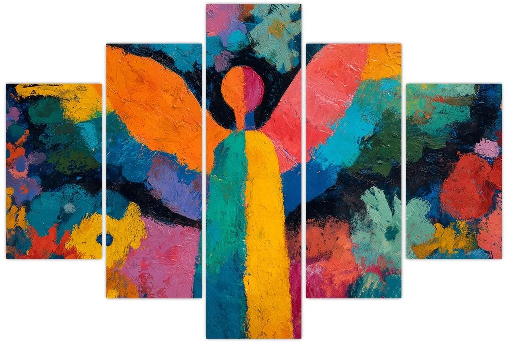 Kép - Absztrakt angyal virágokkal (150x105 cm)