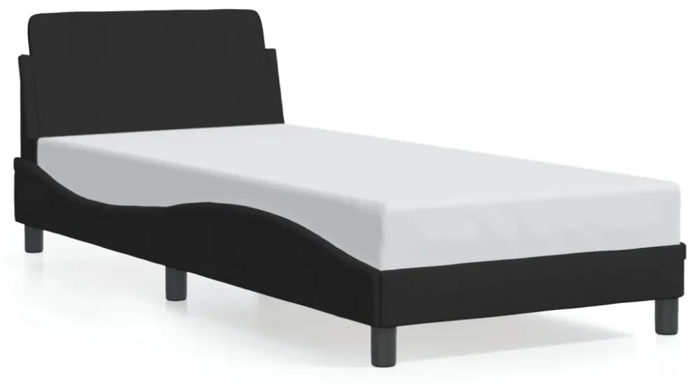 fekete szövet ágykeret fejtámlával matrac nélkül 90x190 cm