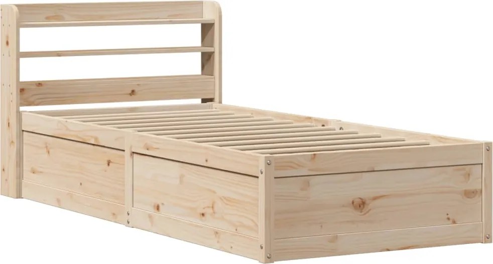 vidaXL tömör fenyőfa ágykeret fejtámlával 100 x 200 cm