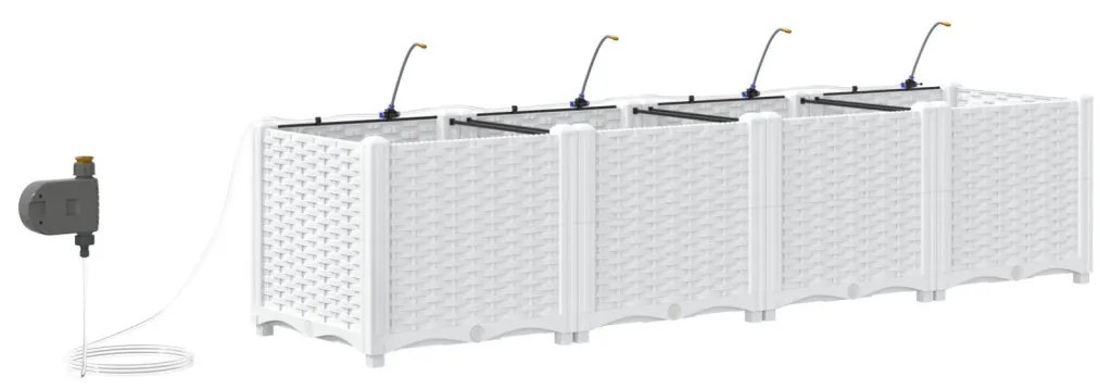 Kerti ültetők Fehér 160 x 40 x 37.5 cm Acél