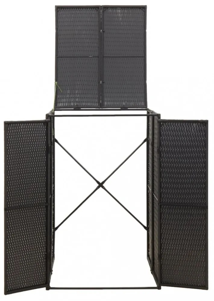 fekete polyrattan kerekes kukatároló fészer 70 x 80 x 117 cm