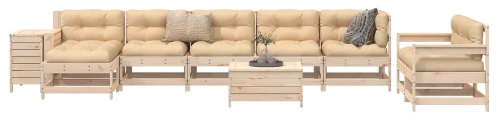 vidaXL 10 részes tömör fenyőfa kerti kanapészett