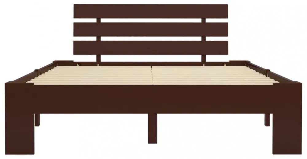 sötétbarna tömör fenyőfa ágykeret 140 x 200 cm
