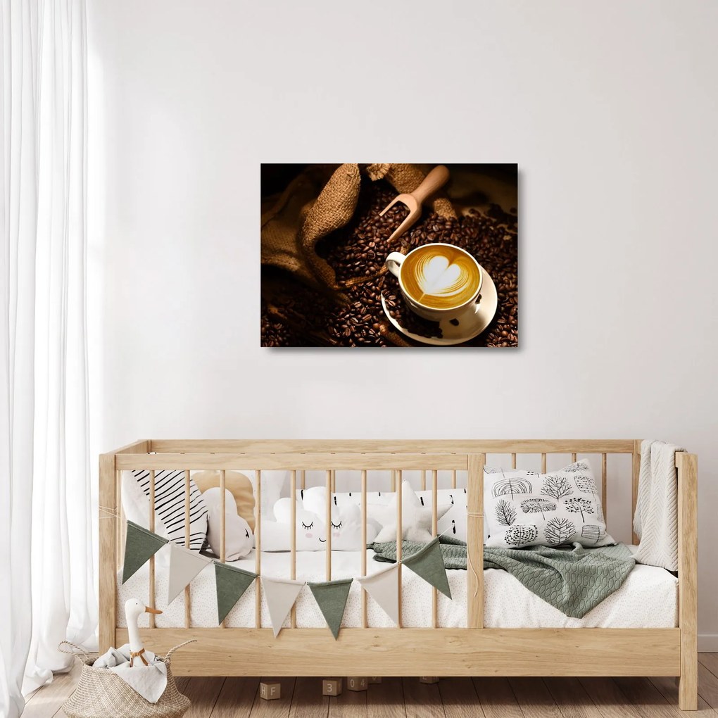 Üveg kép - Egy csésze kávé (70x50 cm)