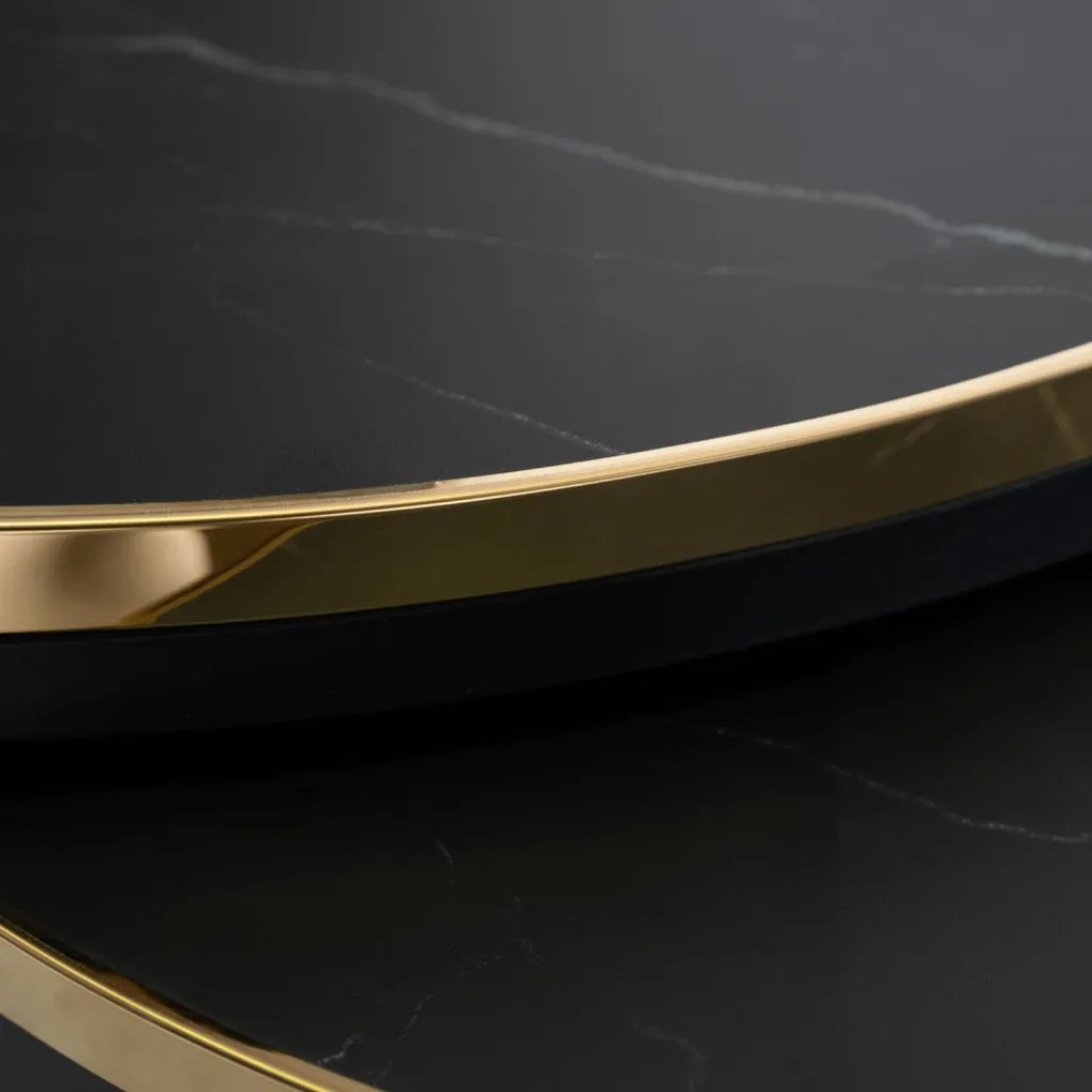 Zestaw Stolików ARON Czarny márvány/Złoty