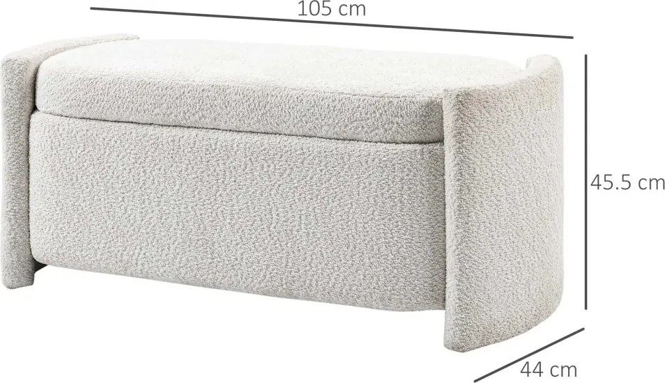 HOMCOM Tárolós pad, előszobai pad, cipőpad, kárpitozott, krém-bézs