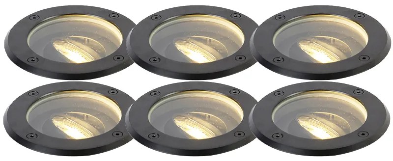 6 db fekete állítható kültéri talajszpot IP65 - Delux