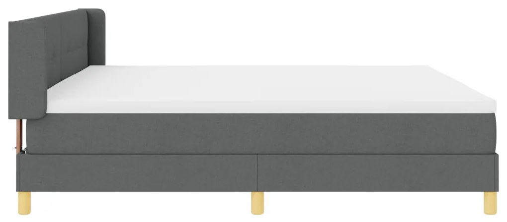 Boxspring ágy matraccal, sötétszürke, 200 x 200 cm, textil