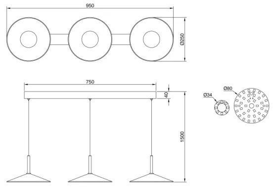 Globo 15635S-3 - LED kábeles csillár LAMPONE LED/24W/230V 4000K fekete
