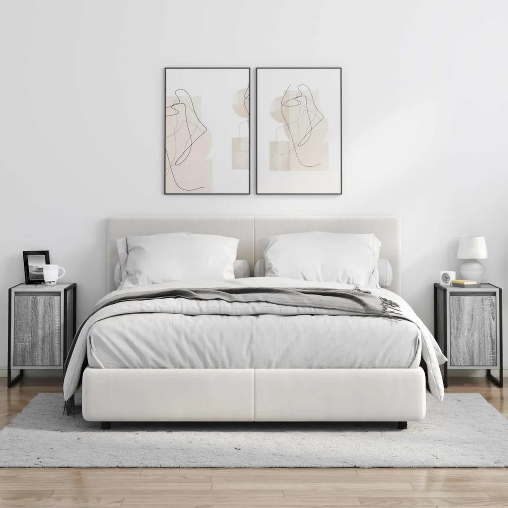 vidaXL Éjjeli asztal 2 pcs Szürke Sonoma 39,5 x 30 x 50 cm Faanyag