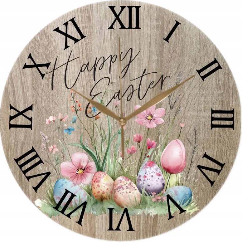 Húsvéti falióra 35 cm Húsvéti tojások a réten Happy Easter