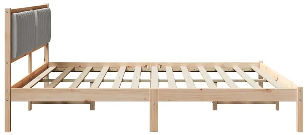 Ágykeret fejtámlával Világosszürke 200 x 200 cm Tömör fenyőfa