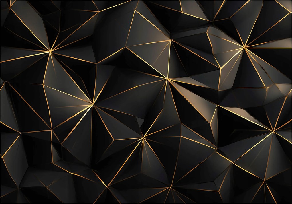 Fotótapéta Absztrakt 3D Fekete Arany Falra Hálószoba Nappali 300x210