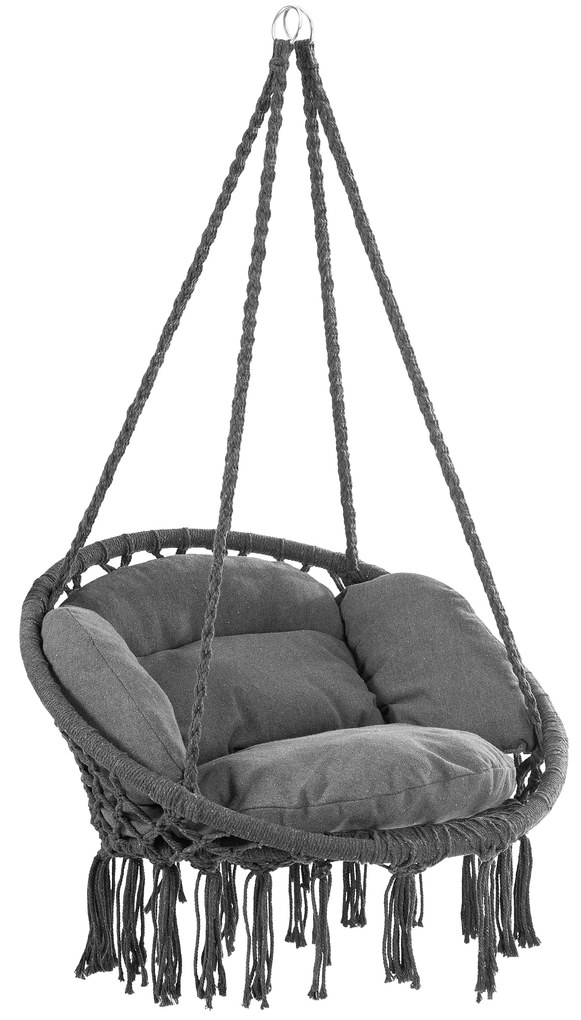 BOHO függőszék párnával, Ø61cm, antracit Jurhan