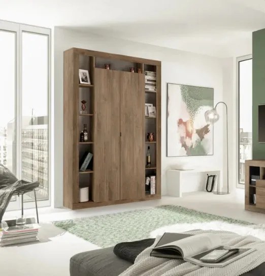 RIMINI könyves- és tárolószekrény, kétajtós – Mercure tölgy