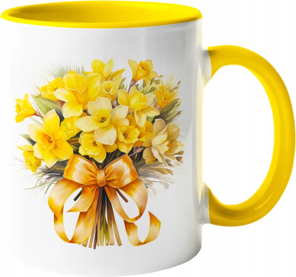 Bögre Csodálatos Csokor Virágok Nárcisz Kerámia Akvarell 330ml+CSOMAGOLÁS+név