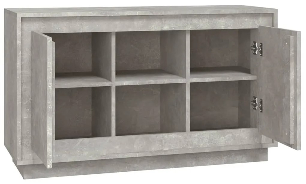 betonszürke szerelt fa tálalószekrény 102x35x60 cm