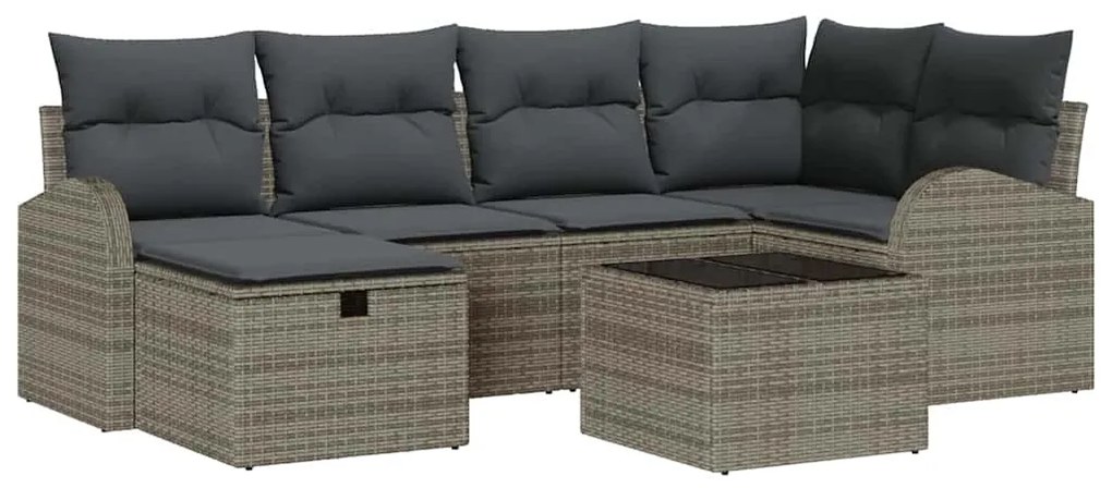 Kerti Kanapé Szett 7 pcs Szürke 234 x 124 x 85 cm Poli rattan