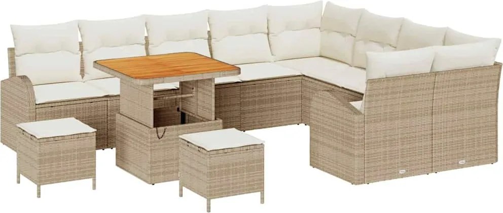 vidaXL Kerti Kanapé Szett párnával tárolóval 12 pcs Beige és krém