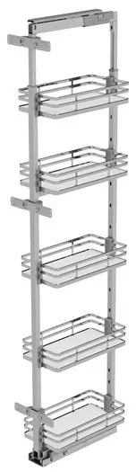 Konyhai fémrács, kamravasalat, 600mm, króm-fehér, teljes kihúzású, csillapított záródás, 1880-2180mm, 6 kosár SIGE, Infinity Plus 260