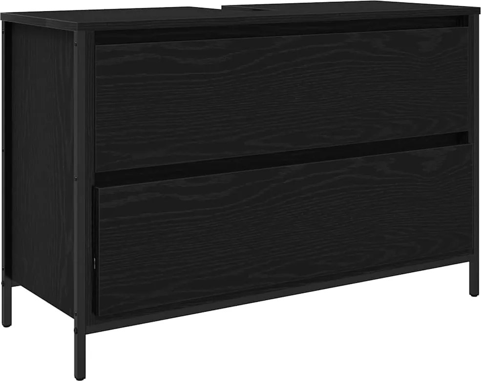 vidaXL fekete tölgy fürdőszobai mosdószekrény fiókokkal 90x34,5x60 cm