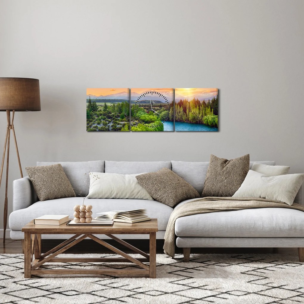 Kép - Erdei hegyvidéki táj (órával) (90x30 cm)