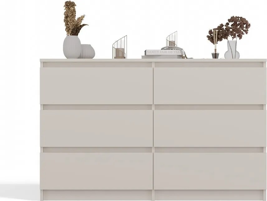 M6 120 fiókos szekrény, 120x75x30 cm, kasmír