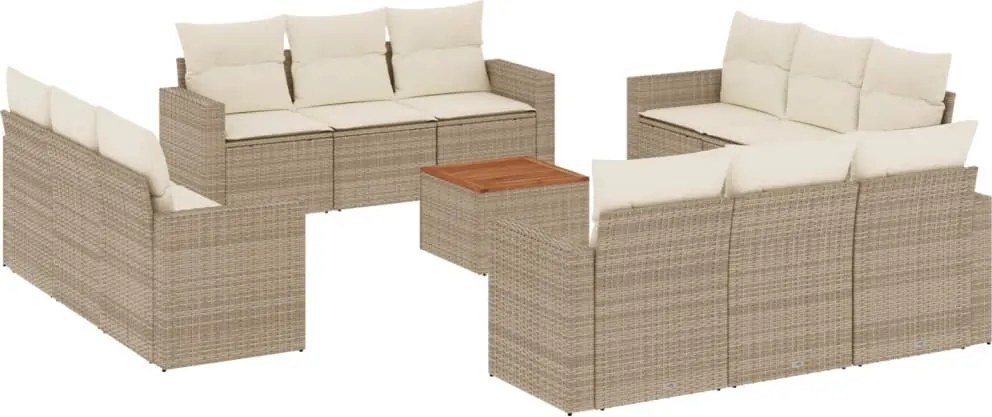 vidaXL 13 részes bézs polyrattan kerti ülőgarnitúra párnákkal