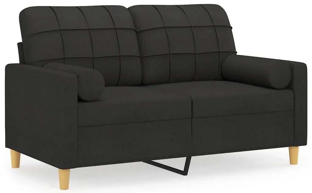 vidaXL 2 személyes fekete szövet kanapé díszpárnákkal 120 cm