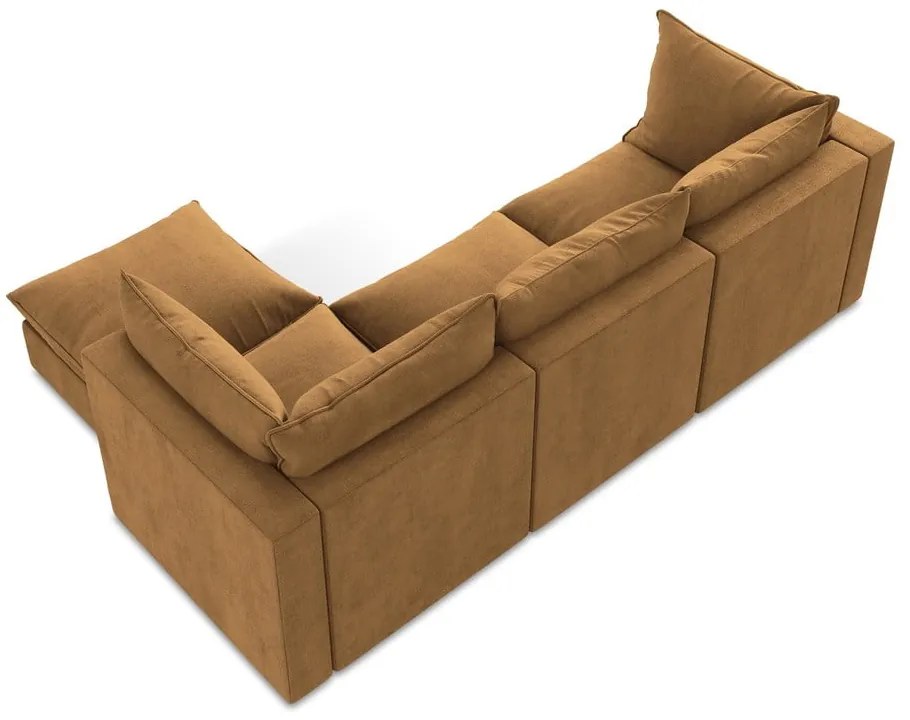 Terrakotta színű sarokkanapé (jobb oldali-heverő résszel) Manao – Makamii